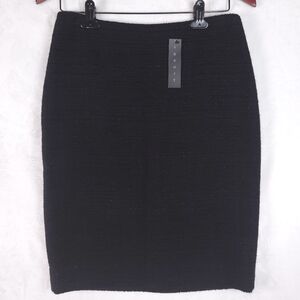 Theory Black Pencil Skirt 2 Tweed Virgin Wool Frieda C Dialogue 81074310